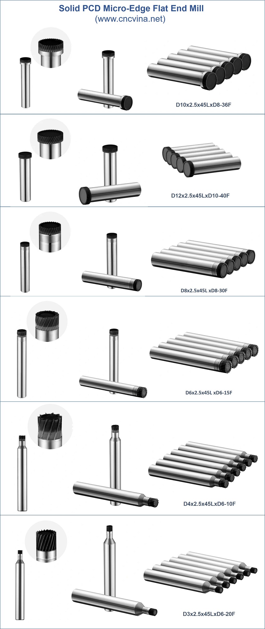 dao phay sieu cung Solid PCD Micro-Edge Flat End Mill dao phay sieu cung Solid PCD Micro-Edge Flat End Mill
