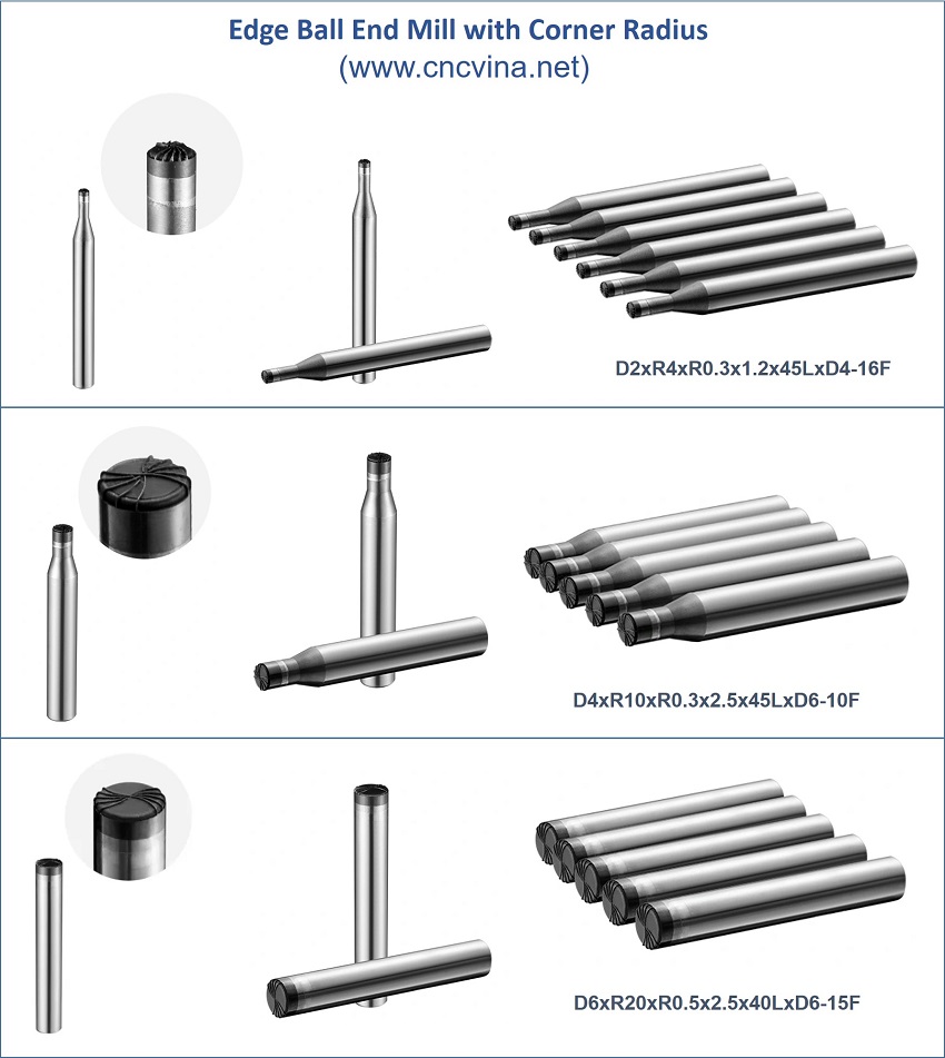 Dao phay cau bo canh Dao phay cau bo canh Edge Ball End Mill with Corner Radius